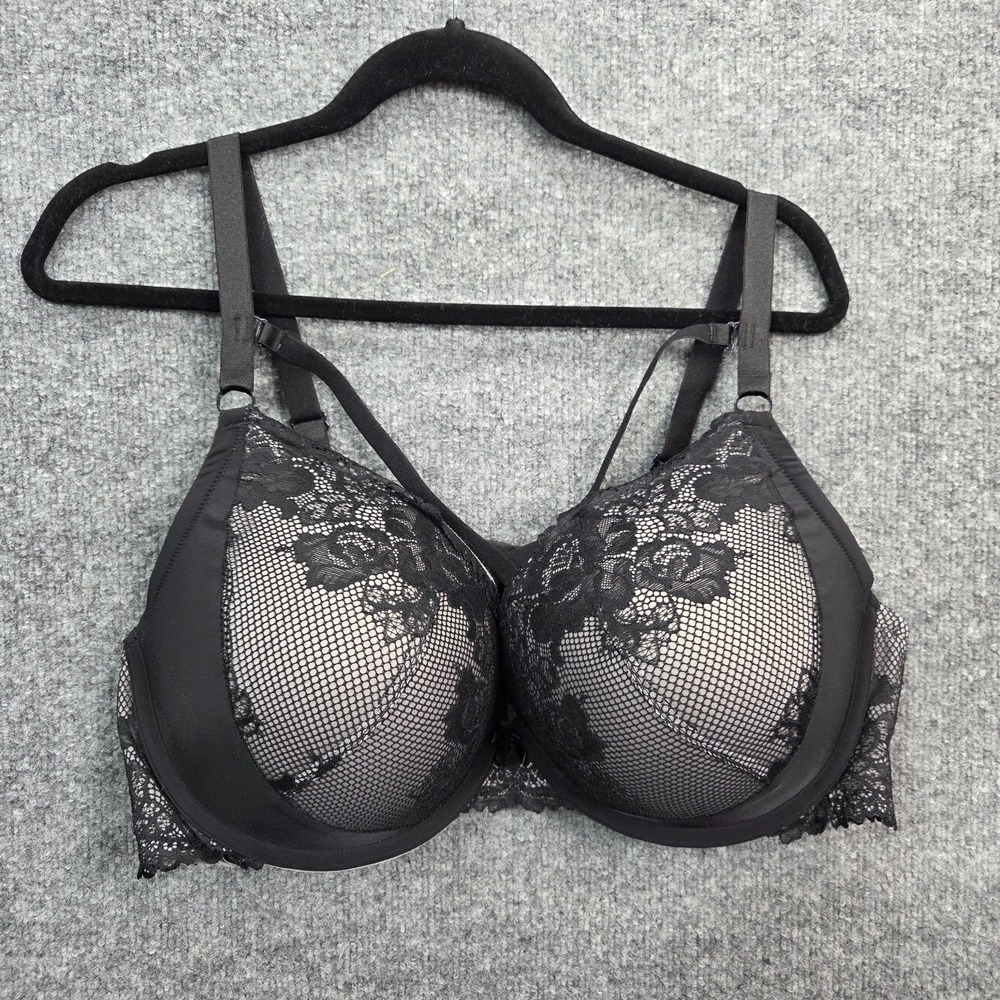 Torrid Black White Sexy Lace‎ Full Coverage Bra Women 46D